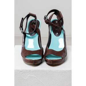 Celine Blue Block Heel Leather Pump